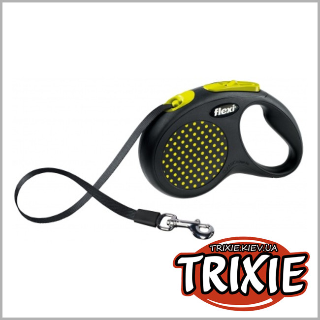 ТРИКСИ Украина - Рулетка   для собак TRIXIE - FLEXI DESIGN  (Размер: 5м/до50кг,Цвет: желтый)