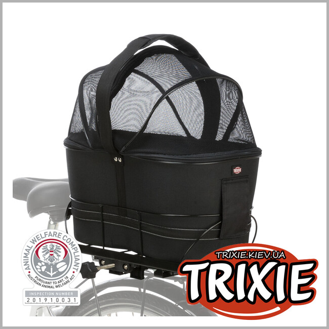 ТРІКСІ Україна - Кошик для велоперевезень тварин Trixie 13118 для широкого багажника, 29х42х48см,чорний