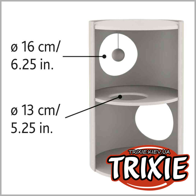 ТРІКСІ Україна - Дряпка для котів Trixie 4331 Edoardo з будиночком та іграшкою на мотузці сизаль/плюш бежева 33х50 см