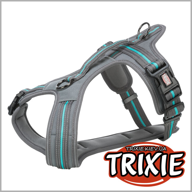 ТРІКСІ Україна - Шлея Fusion Trixie 207538 туристична L-XL: 72-89 см/30см, графіт/бірюзова