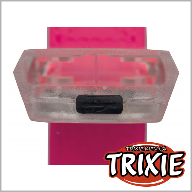ТРІКСІ Україна - Нашийник із пряжкою з вбудованим спалахом TRIXIE (USB розмір: 30–45 см/20 мм, рожевий неон)