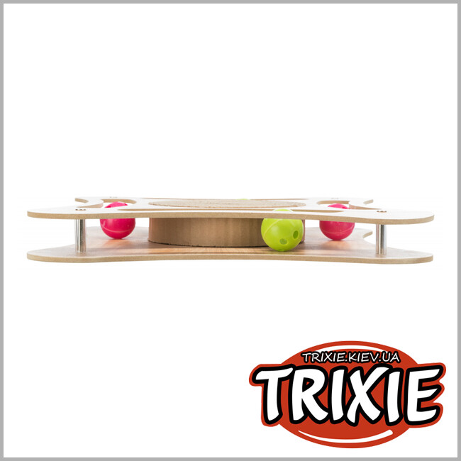 ТРІКСІ Україна - Дерев'яний драпак з іграшками TRIXIE Scratching Cardboard with Wooden Frame (35*4*35 см)
