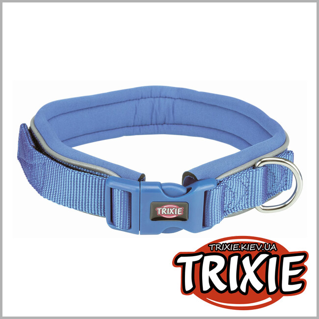 ТРИКСИ Украина - Ошейник Premium-TRIXIE с неопреновой подкладкой (L–XL: 55–61см/30мм, синий)