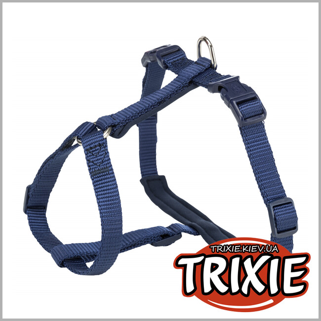 ТРИКСИ Украина - Шлея с поводком для кота TRIXIE - Premium H-Harness (XL: 33–57 см/13 мм, 1.20 м, индиго)