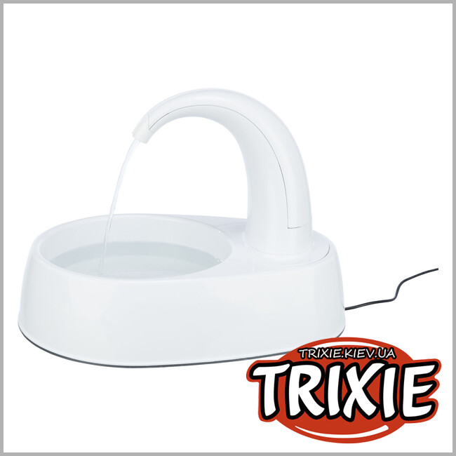ТРИКСИ Украина - Поилка-фонтан Trixie 24444 Curved Stream для собак белая пластик 2,5 л 25х24,5х35 см