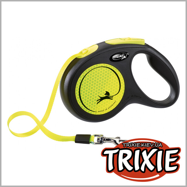 ТРИКСИ Украина - Флекси New NEON Trixie (M, 5м/до 25кг, желтый неон)
