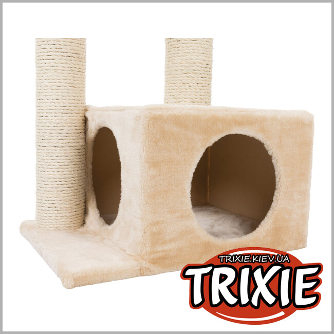 ТРІКСІ Україна - Дряпка-комплекс для котів Trixie 43771 Valencia з іграшкою на мотузці сизаль/плюш бежева 44х33х71 см