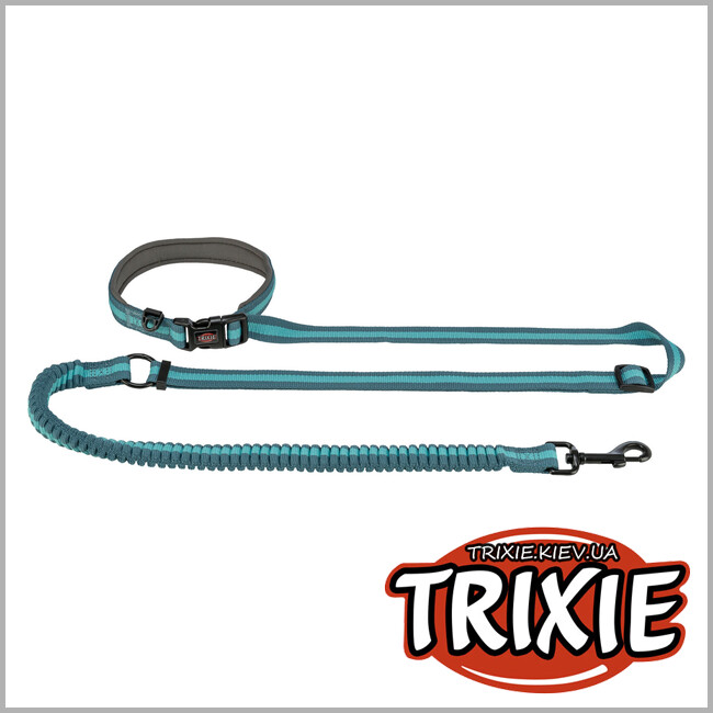 ТРИКСИ Украина - Поводок Trixie 12763 для пробежек, 1.33–1.80м/20мм, графит/папайа