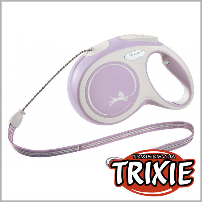 ТРИКСИ Украина - Флекси New COMFORT Trixie (M, 8м/до 20кг, розовый)