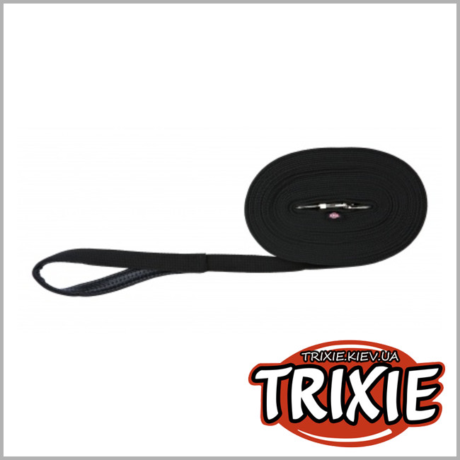ТРИКСИ Украина - Поводок брезент Trixie Tracking Leash (с мягкой петлей для рук 5м/20мм чёрный)