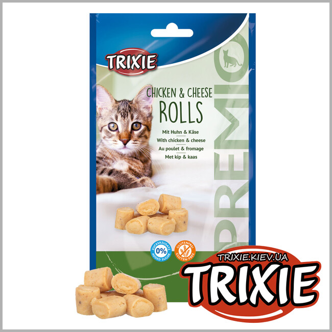 ТРИКСИ Украина - PREMIO Trixie 42764 лакомство для кошек "Chicken and Cheese Roll"(курица/творог), 50гр