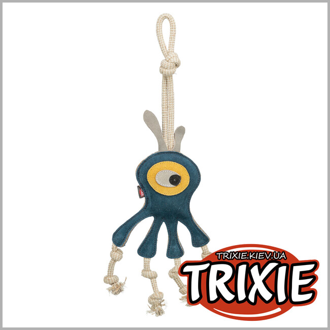 ТРИКСИ Украина - Игрушка "Монстр на веревке" для животных Trixie 35994 (кожа/веревка), 47см
