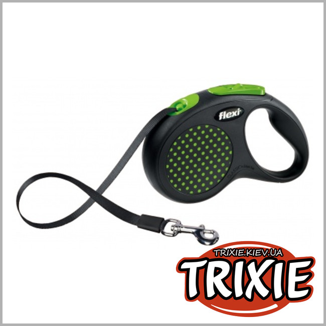 ТРИКСИ Украина - Рулетка   для собак TRIXIE - FLEXI DESIGN  (Размер: 5м/до50кг,Цвет: зеленый)