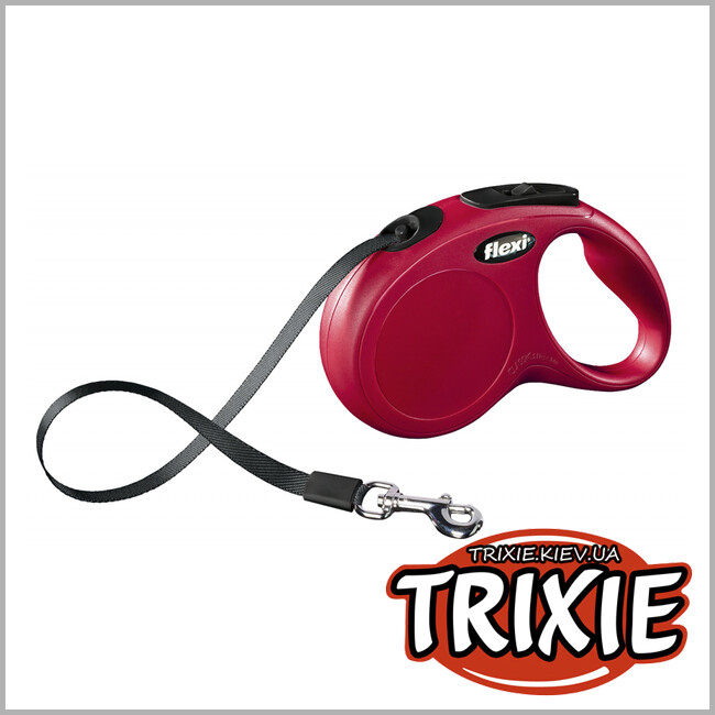 ТРИКСИ Украина - Флекси TRIXIE - New CLASSIC COMPACT (S: 5м/до 15кг, красный)