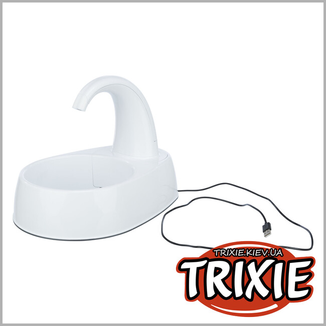 ТРИКСИ Украина - Поилка-фонтан Trixie 24444 Curved Stream для собак белая пластик 2,5 л 25х24,5х35 см