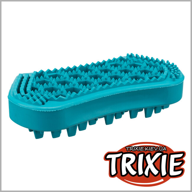 ТРИКСИ Украина - Массажная щетка TRIXIE с широким зубом (резина,6х12см,бирюза)