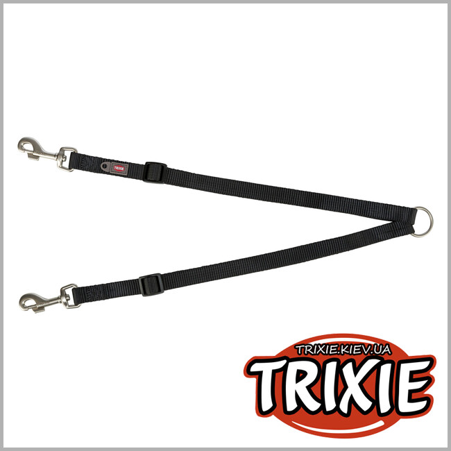 ТРИКСИ Украина - Поводок-сварка для двох собак Trixie 201101 Premium черный нейлон размер XS-M 40-70 см/15 мм
