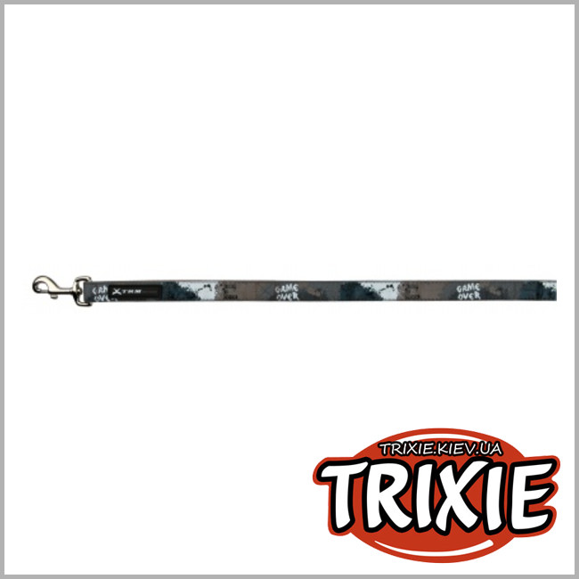 ТРИКСИ Украина - Поводок для собак TRIXIE - X-TRM (Размер:1.20м/25мм, Цвет:серый/чёрный)