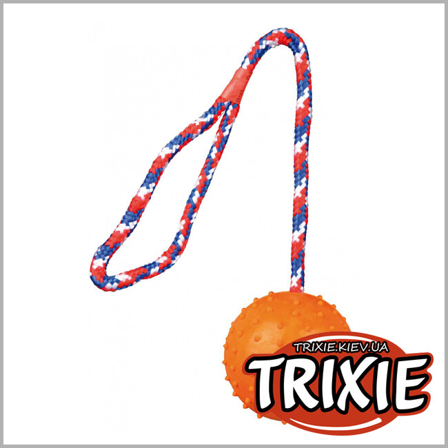 ТРИКСИ Украина - Резиновый мяч на веревке  Trixie Ball on a Rope ( 7cm / 30см)