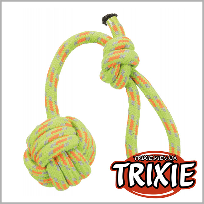ТРИКСИ Украина - Мяч плетеный на веревке TRIXIE (7/37 см, цвета разные)