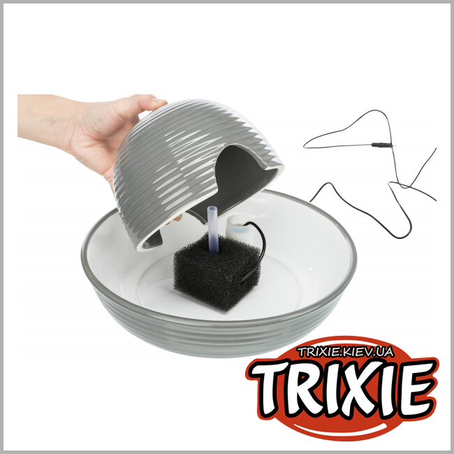 ТРИКСИ Украина - Питьевой фонтан Vital Flow-TRIXIE  (керамика, 1.5л, серый/белый)