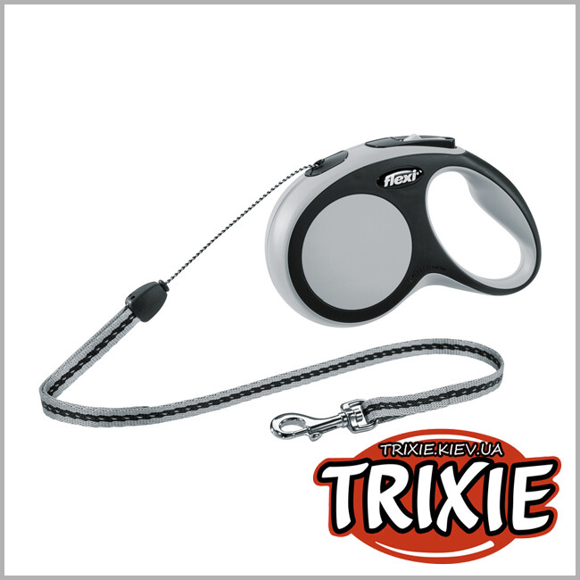 ТРИКСИ Украина - Флекси TRIXIE - New COMFORT (S: 8 м/12 кг, серый)