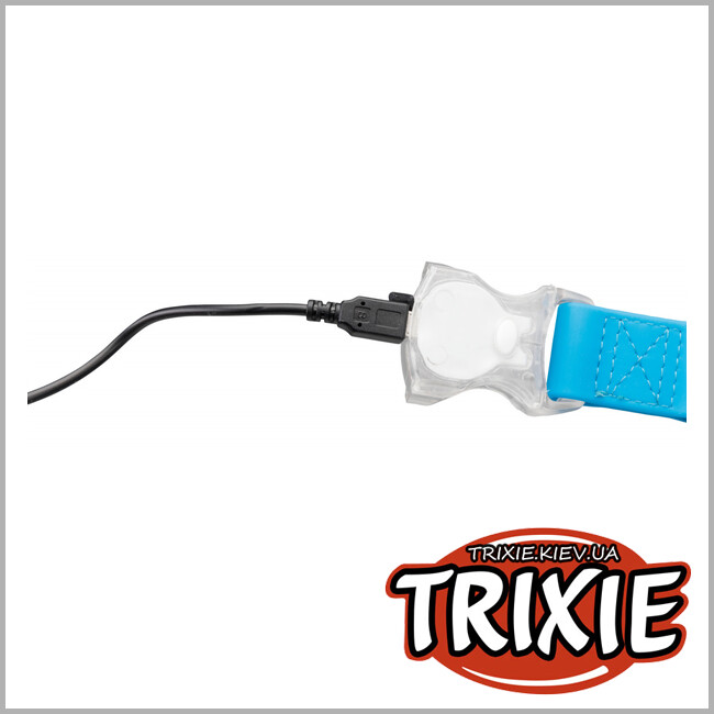 ТРИКСИ Украина - Ошейник с пряжкой со встроенной вспышкой TRIXIE (USB размер: 40-65 см/25 мм, синий неон)