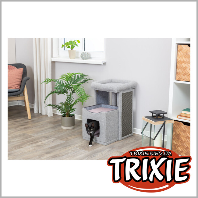 ТРІКСІ Україна - Junior будиночок-драпак Trixie 44441 для тварин "Carlita", 63см,сірий/бузковий