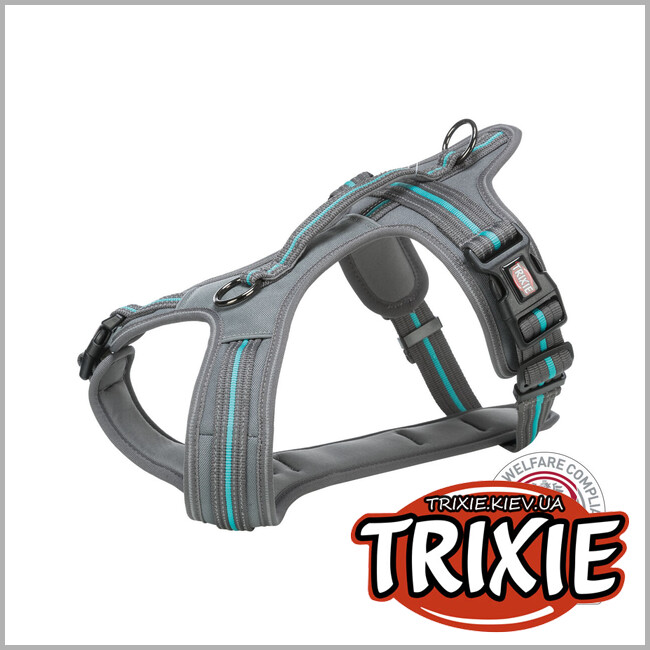 ТРІКСІ Україна - Шлея Fusion Trixie 207538 туристична L-XL: 72-89 см/30см, графіт/бірюзова