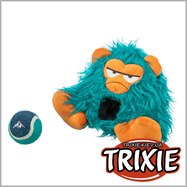 ТРИКСИ Украина - Игрушка для собак Trixie 36089 Монстр с теннисным мячом плюшевый 25 см.