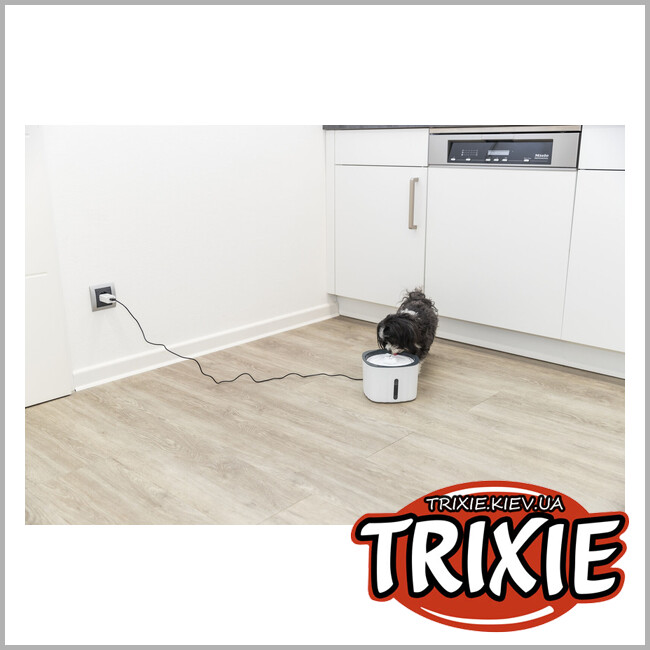 ТРИКСИ Украина - Поилка-фонтан Trixie 24446 Flower для кошек белый/серый пластик 2 л 18,5х13х18,5 см