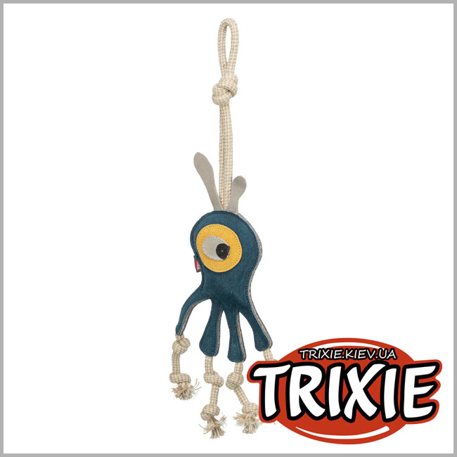 ТРИКСИ Украина - Игрушка "Монстр на веревке" для животных Trixie 35994 (кожа/веревка), 47см