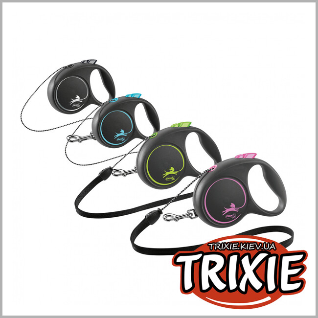 ТРИКСИ Украина - Флекси BLACK DESIGN-TRIXIE  (XS: 3м/до 8кг, зеленый)