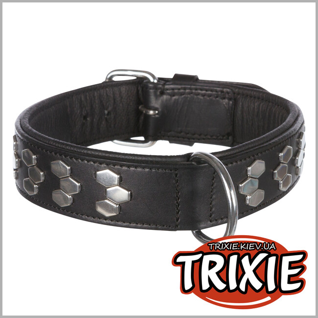 ТРИКСИ Украина - Ошейник для собак Trixie 1839 "Active" с кнопками, кожа, L-XL: 55-65cм/40мм, черный