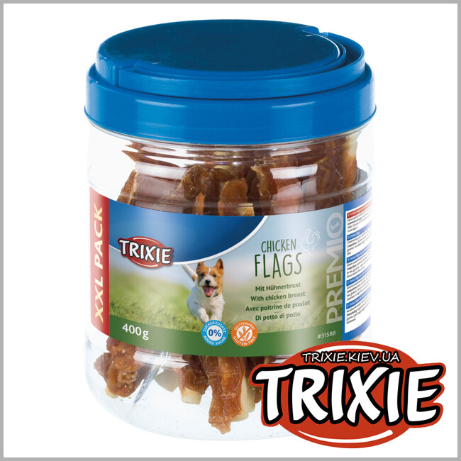 ТРИКСИ Украина - Лакомство для собак Trixie 31588 PREMIO Chicken Flags сырая кожа с куриной грудкой (400г)
