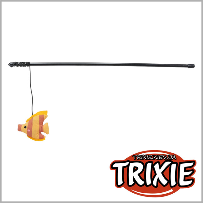 ТРІКСІ Україна - Іграшка для котів Trixie 45619 Паличка з плюшевою рибою 46 см