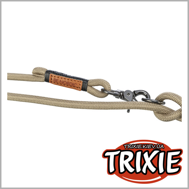 ТРИКСИ Украина - Регулируемый поводок Trixie 17224 "BE NORDIC", S-M: 2.00м/8мм, песок/черный