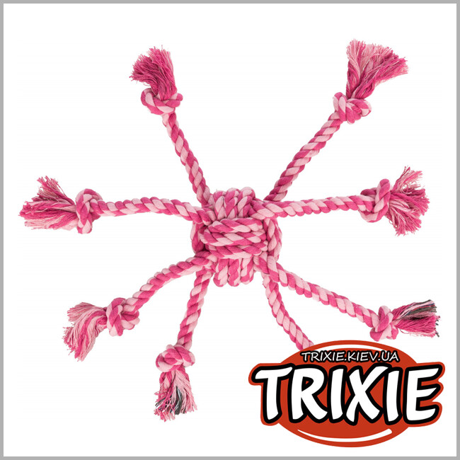 ТРИКСИ Украина - Мяч канат с веревками TRIXIE  Denta Fun Rope Toy (7см / 44см)