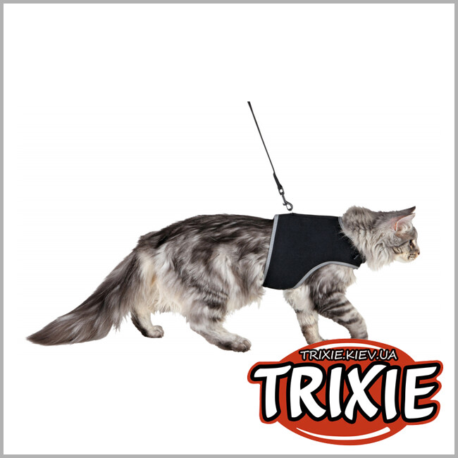 ТРИКСИ Украина - Шлея для кота с поводком TRIXIE (36–54 см/1,20 м, черная)