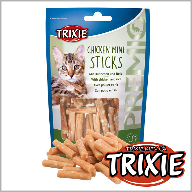 ТРИКСИ Украина - Лакомство для кошек Trixie 42708 PREMIO Mini Sticks курица/рис 50г