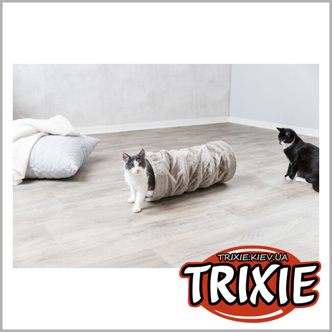 ТРИКСИ Украина - Туннель для кошки Trixie Playing Tunnel (плюш 22*60cm серый)
