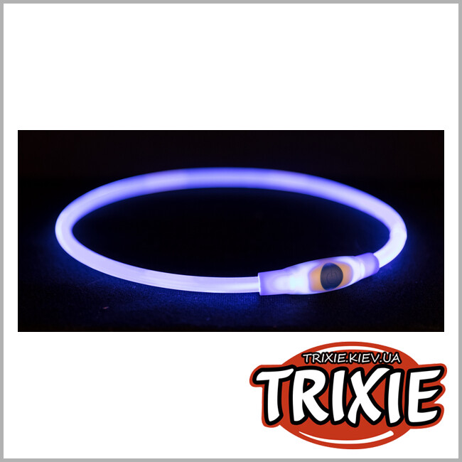 ТРІКСІ Україна - Нашийник Flash USB, що світиться - TRIXIE (S–M: 40см/8мм, синій)