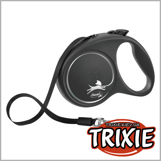 ТРИКСИ Украина - Флекси BLACK DESIGN-TRIXIE (L: 5м/до 50кг, черный)