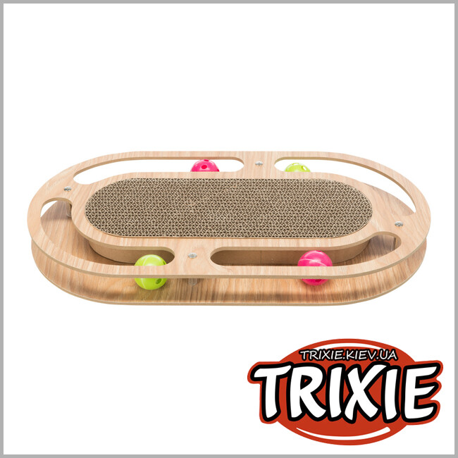 ТРІКСІ Україна - Дерев'яний драпак з іграшками Trixie Scratching Cardboard with Wooden Frame (46*4*25см)