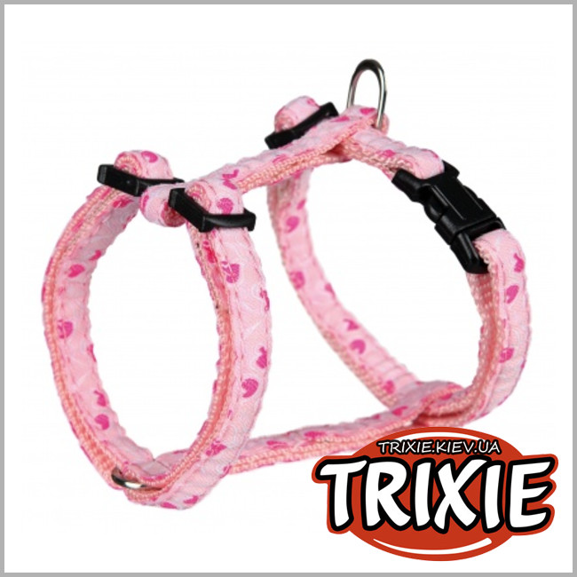 ТРІКСІ Україна - Повідець + шлейка для цуценят TRIXIE- Rose Hearts (Розміри: 23-34см/8мм, 2м, рожевий, нейлон)