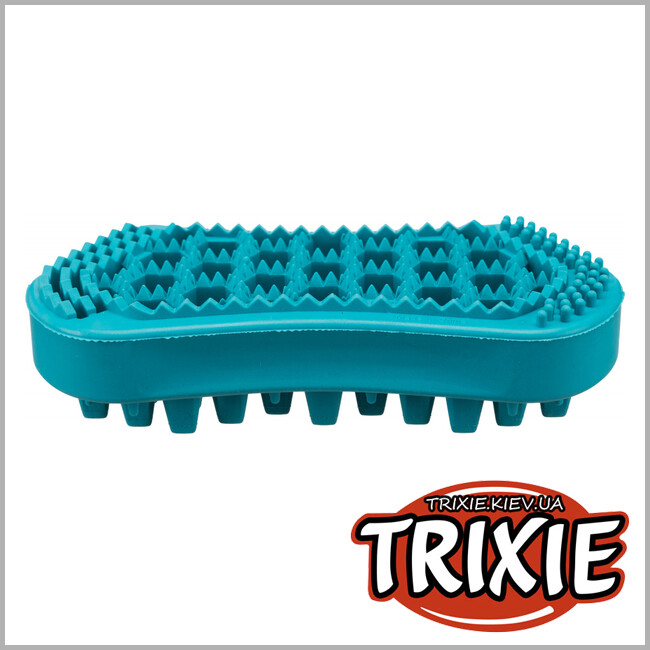 ТРИКСИ Украина - Массажная щетка TRIXIE с широким зубом (резина,6х12см,бирюза)