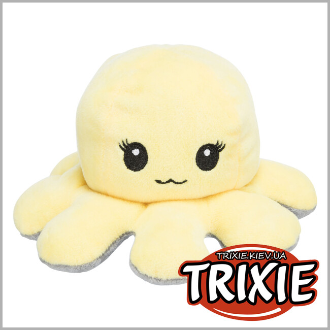 ТРИКСИ Украина - Осьминог двухсторонний для собак Trixie 35928 (плюш), 19см, серый/желтый