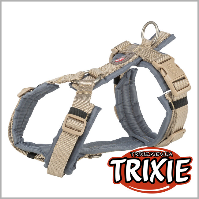 ТРІКСІ Україна - Шлея для собак Trixie 1997236 "Premium trekking", M: 53-64см/20мм, пісок/графіт