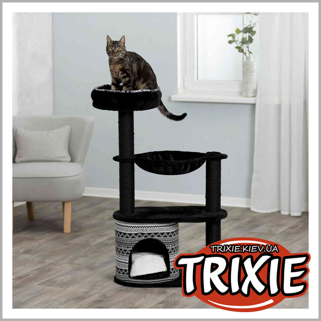 ТРІКСІ Україна - Будиночок-драпак для котів Trixie 43466 "Giada", 112см, чорний/білий