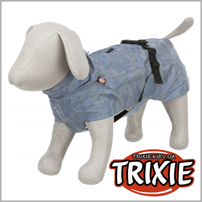 ТРИКСИ Украина - Дождевик для собак Trixie Lunas полностью отражающий (серебристо-синий, S, 38*41-74*36 cm)